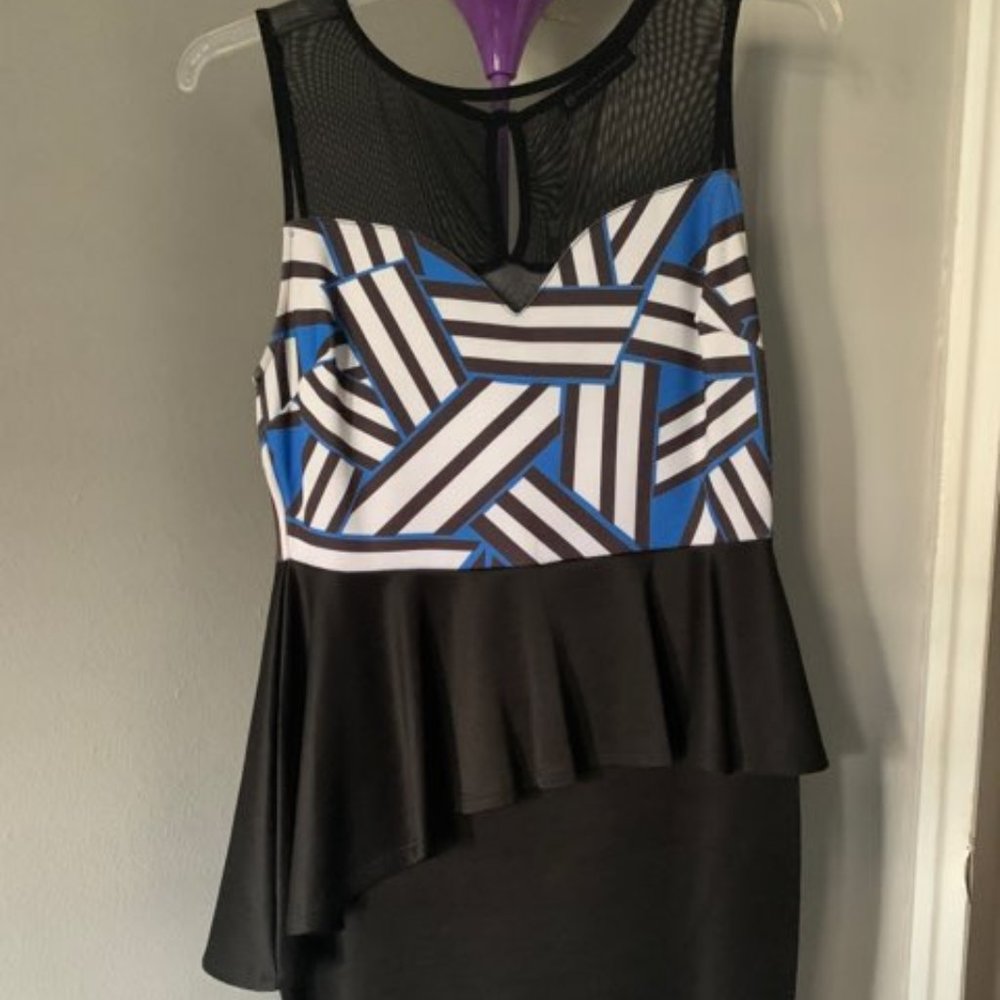 Black, blue & white Peplum dress from FTF